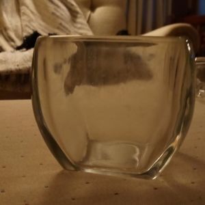 Heavy Glass Candle Holder Rounded Thick Heavy Glass 3 in by 4 in